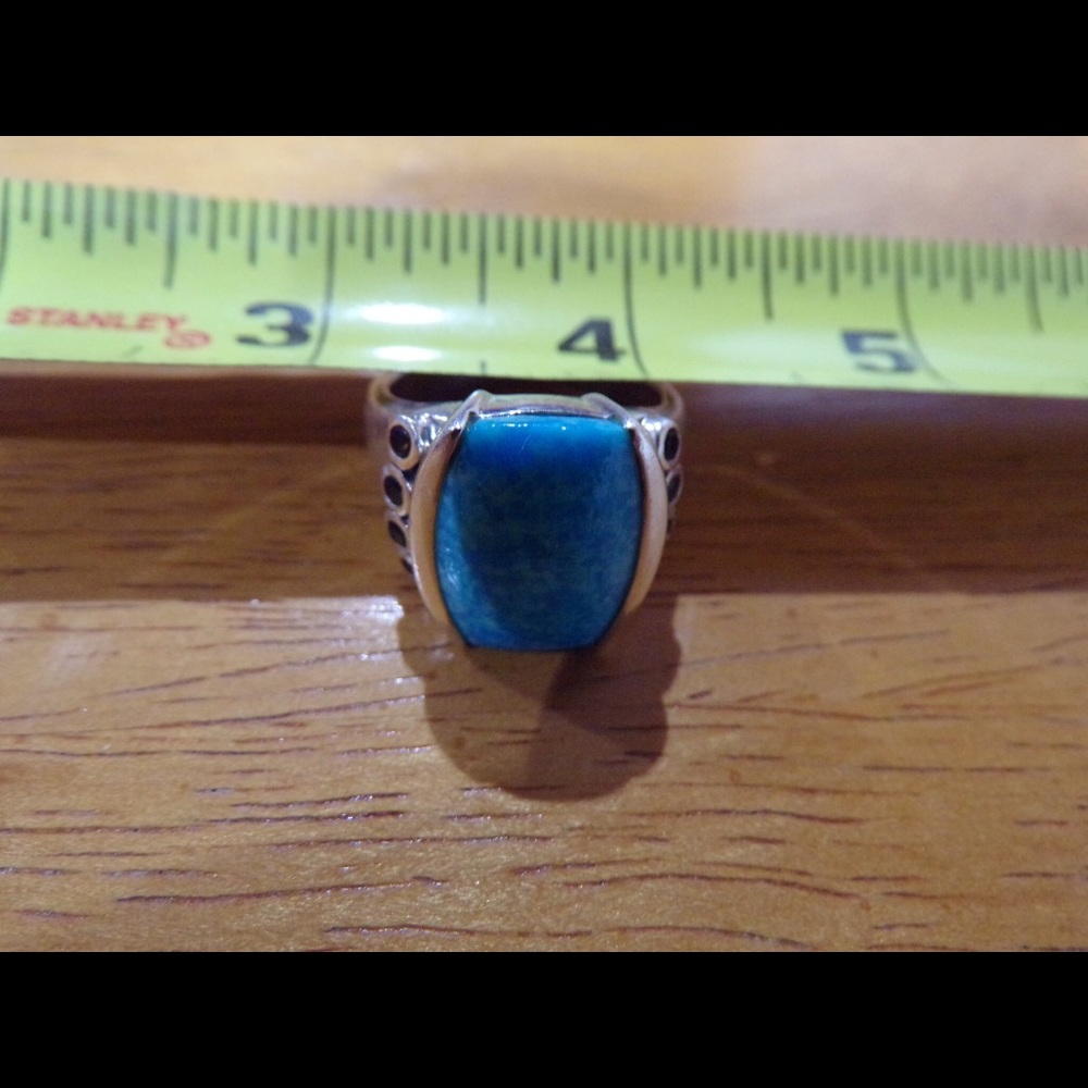 Statement Turquoise ring size 10-11 Silver 825 WOW - Picture 7 of 8